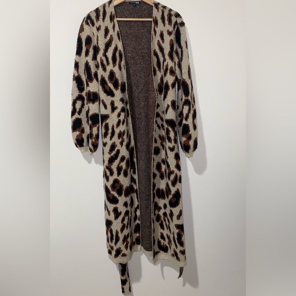 Fashion Nova Leopard Print Cardigan - Brown and Cream